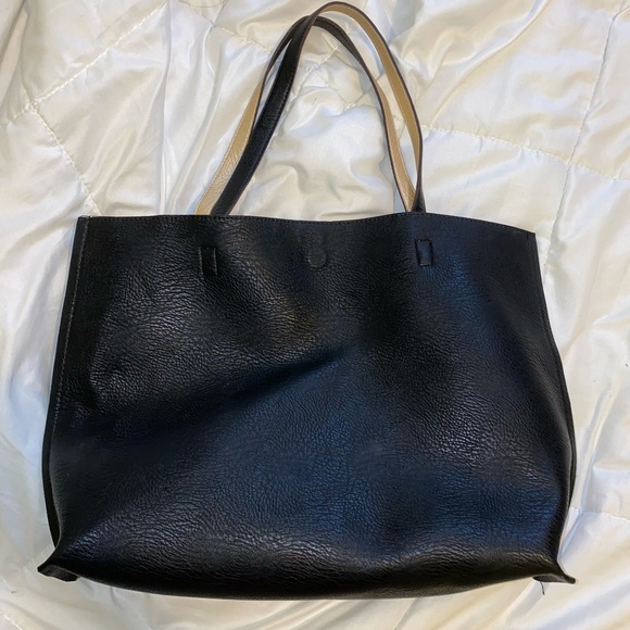 JustFab MONTAGE reversible black/gold tote - Picture 7 of 13